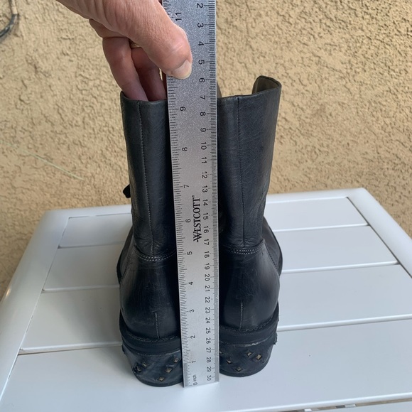 Calvin Klein Jeans black charcoal leather studded moto combat boots size 8.5 - Picture 5 of 15